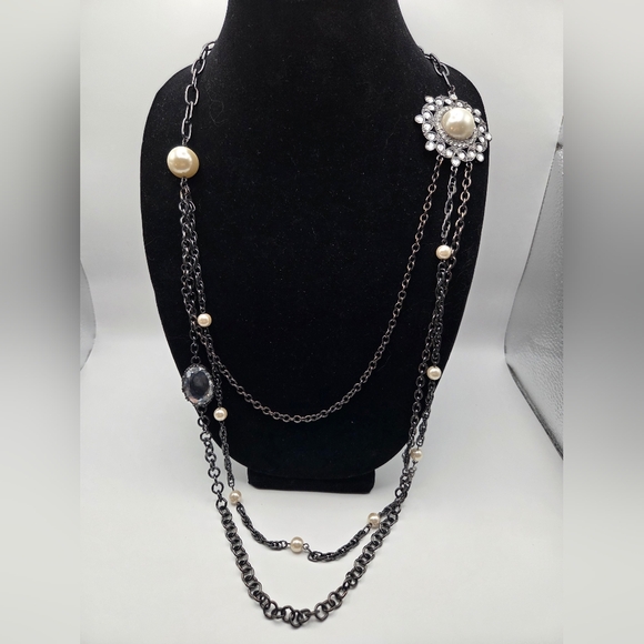 Layne Bryant Jewelry - Layne Bryant Multi Strand Black and Pearl Necklace